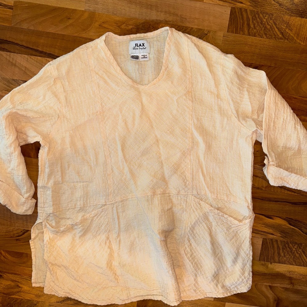 Flax by Jeanne Engelhart Linen Top & Cropped Pant SET Size Large resort vacation